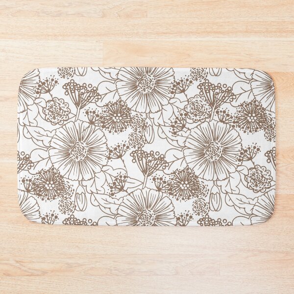 Item preview, Brown and White Hand Drawn Floral Pattern 2022 Color Trends Behr Wild Mustang N240-6 - Trending Colours designed and sold by ColorOfTheYears.