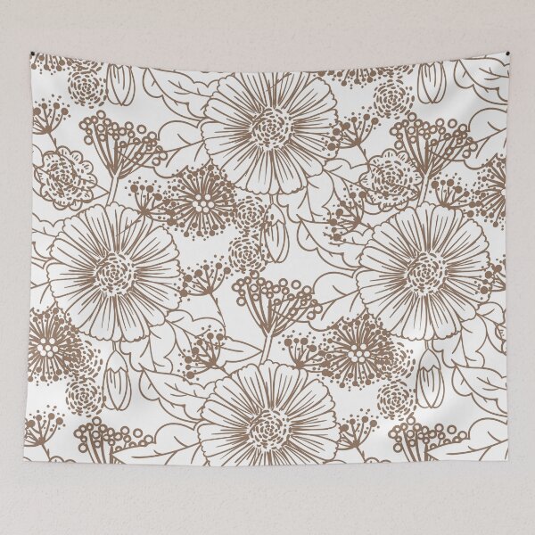 Item preview, Brown and White Hand Drawn Floral Pattern 2022 Color Trends Behr Wild Mustang N240-6 - Trending Colours designed and sold by ColorOfTheYears.