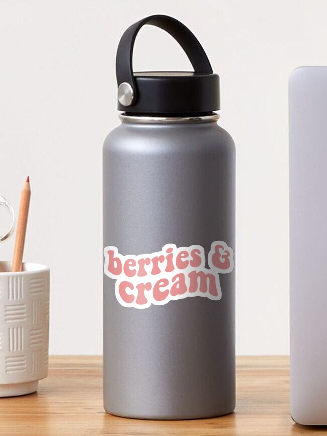 Berries And Cream Tiktok Tik Tok Trend Sound Pink Funny Berries And Cream Berries And Cream Sticker By Emcazalet Redbubble