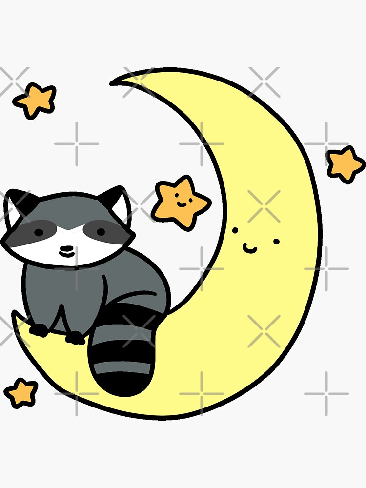 Crescent Moon Raccoon Sticker for Sale by SaradaBoru