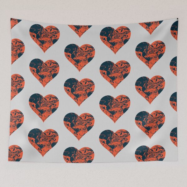 Item preview, Swirl heart in blue and orange pattern designed and sold by Louisa Powell.