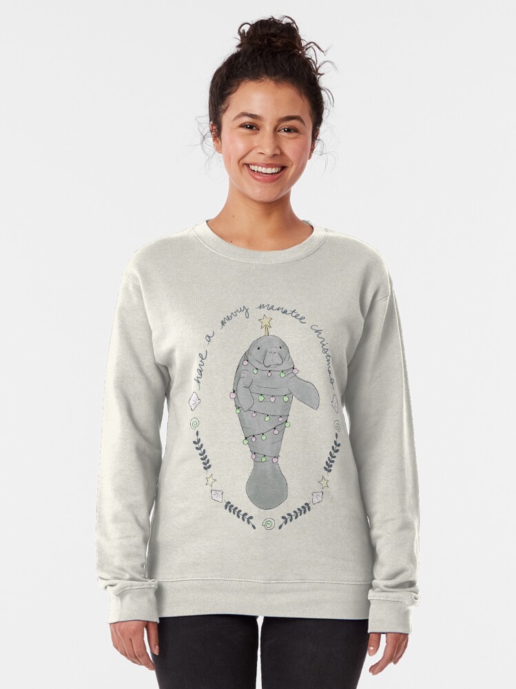 Pullover Sweatshirt, Merry Manatee designed and sold by Laura Maxwell