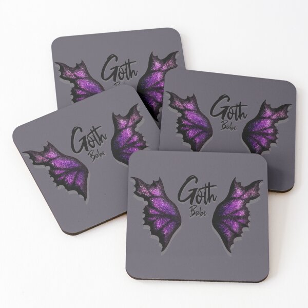 Item preview, Goth Babe lettering and purple glitter wings designed and sold by GlamourChick.