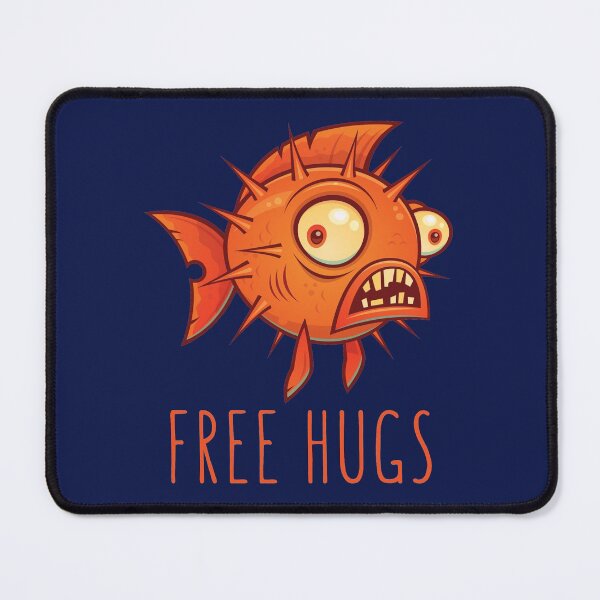 Item preview, Free Hugs Cartoon Blowfish designed and sold by fizzgig.