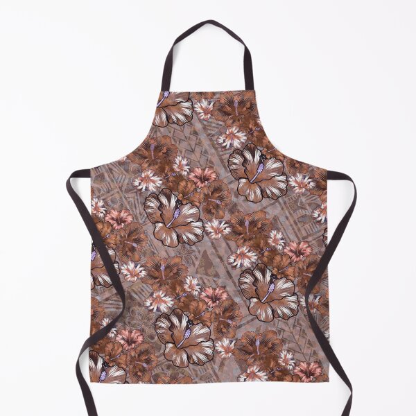 Item preview, Hawaiian Old Tribal Coffee Brown Tropical Hibiscus Pattern designed and sold by sunnthreads.