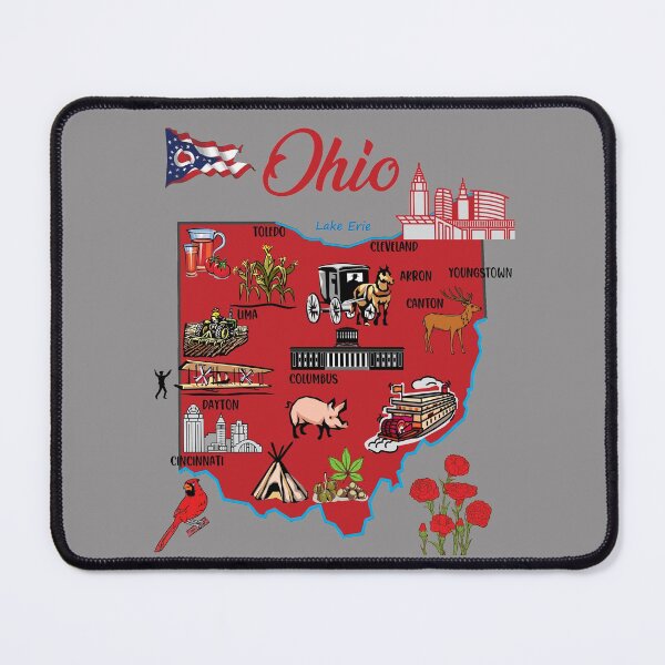Item preview, Hand Drawn Illustration of Ohio Map with Tourist Destinations, USA , United states designed and sold by mashmosh.