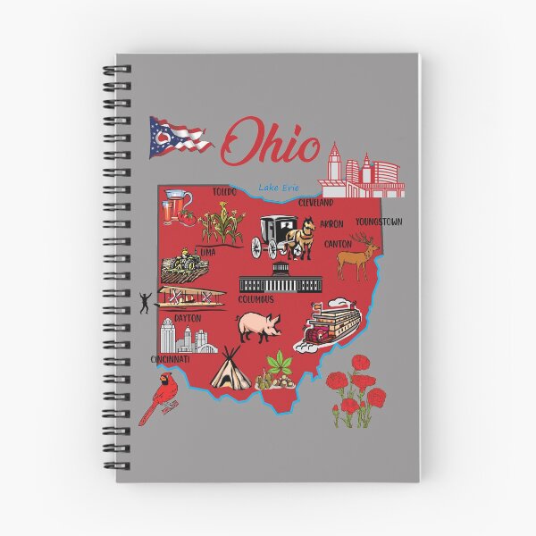 Item preview, Hand Drawn Illustration of Ohio Map with Tourist Destinations, USA , United states designed and sold by mashmosh.