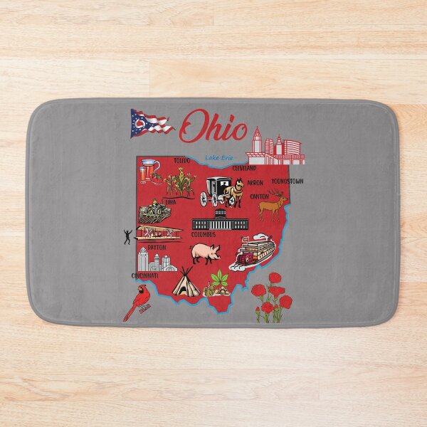 Item preview, Hand Drawn Illustration of Ohio Map with Tourist Destinations, USA , United states designed and sold by mashmosh.