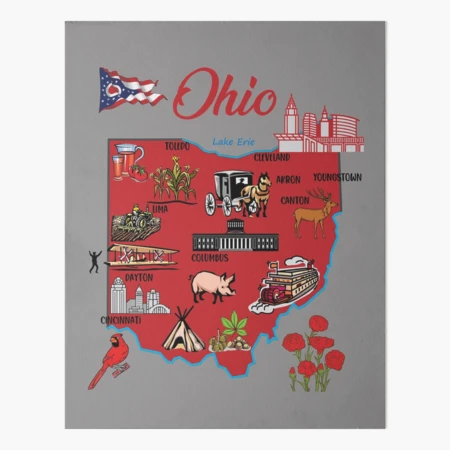 USA Ohio State Illustrated Travel Poster Map with Touristic Highlights  Coffee Mug