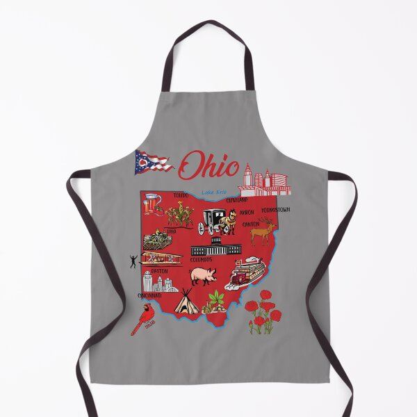 Item preview, Hand Drawn Illustration of Ohio Map with Tourist Destinations, USA , United states designed and sold by mashmosh.