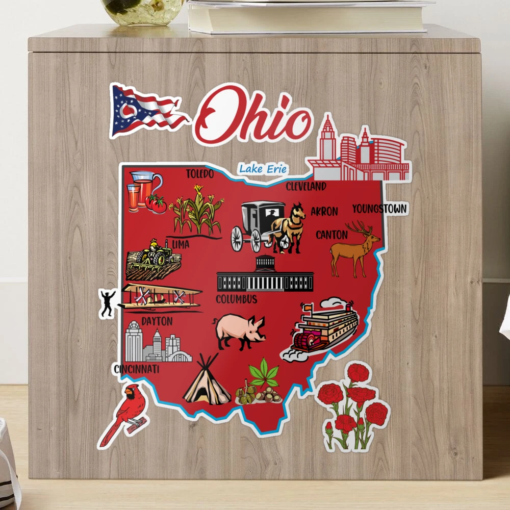 USA Ohio State Illustrated Travel Poster Map with Touristic Highlights  Coffee Mug