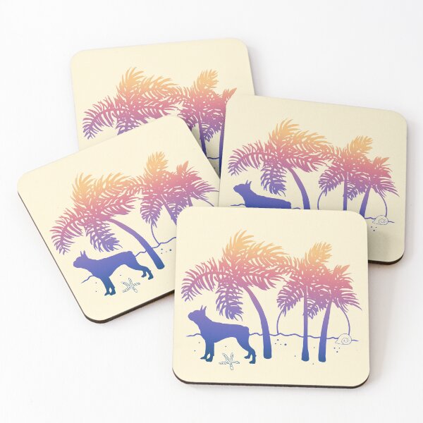 Item preview, Boston Terrier Ombre Beach Sunrise designed and sold by JannaSalak.
