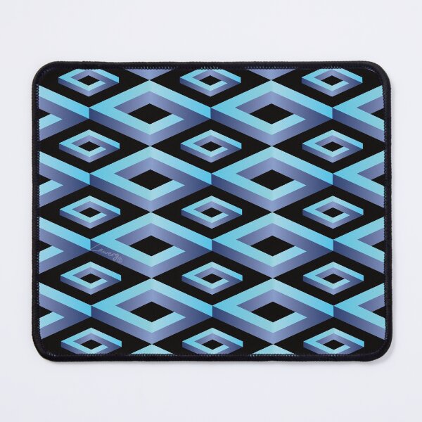 Item preview, PENROSE CUBE V1 Loop Pattern - TEAL and NAVY on BLACK Background (v1 TEALNAVY on BLACK) © designed and sold by DesignsByLawerg.