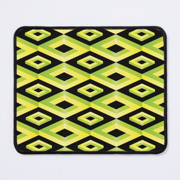 Item preview, PENROSE CUBE V1 Loop Pattern - YELLOW and GREEN on BLACK Background (v1 YELLOWGREEN on BLACK) © designed and sold by DesignsByLawerg.