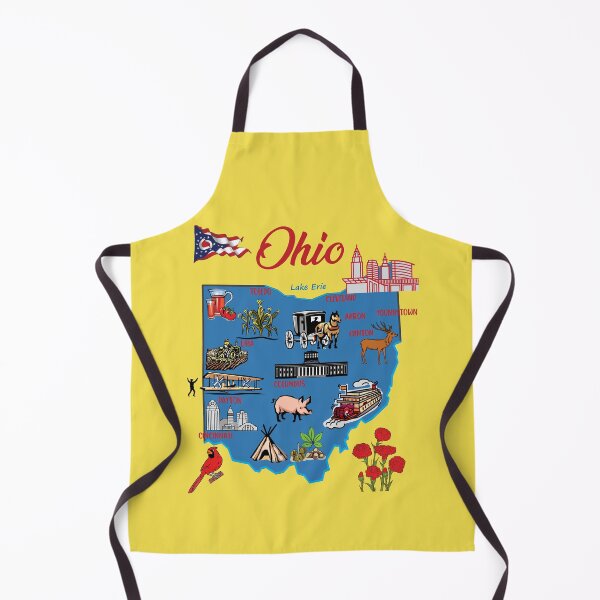 Item preview, Ohio map with major cities Tourist Destinations, Ohio state, USA, flag designed and sold by mashmosh.