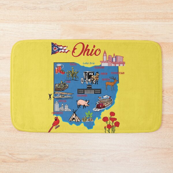 Item preview, Ohio map with major cities Tourist Destinations, Ohio state, USA, flag designed and sold by mashmosh.