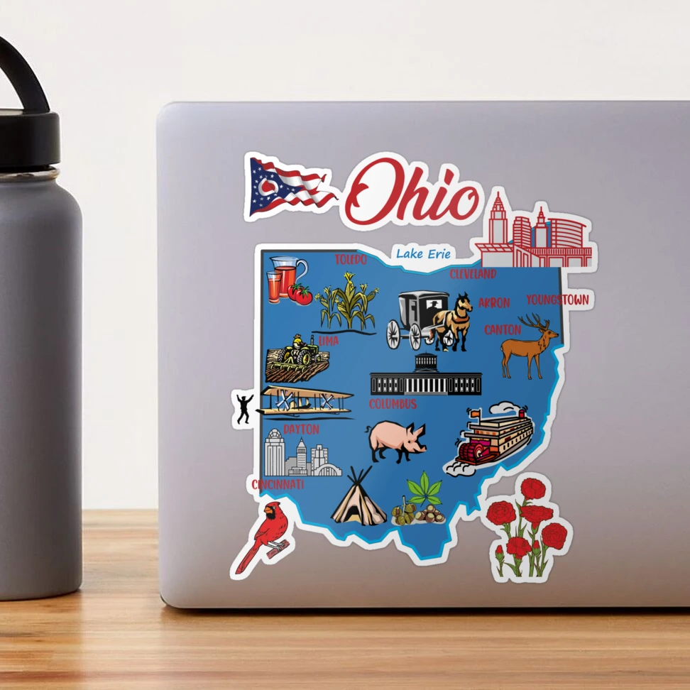 Ohio State Flag in State Map - 15oz Deluxe Double-Sided Coffee Tea Mug
