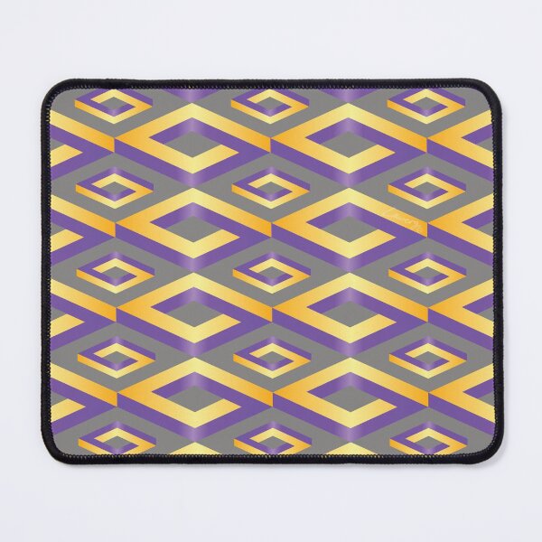 Item preview, PENROSE CUBE V1 Loop Pattern - GOLD and PURPLE on GRAY Background (v1 GOLDPURPLE on GRAY) © designed and sold by DesignsByLawerg.