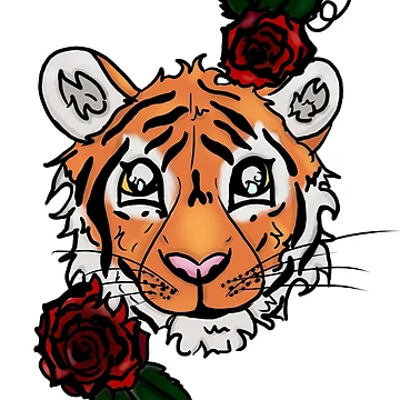 Artwork thumbnail, Tiger and Roses Graphic by BioLushGraphics