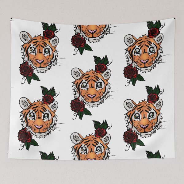 Item preview, Tiger and Roses Graphic designed and sold by BioLushGraphics.