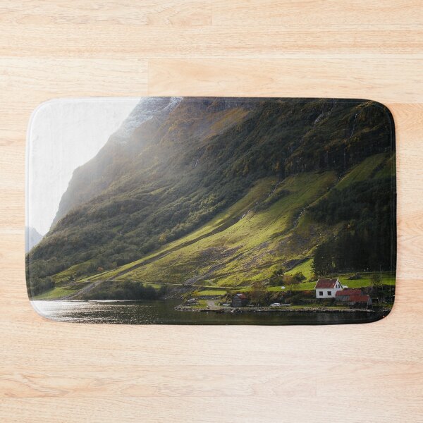 Item preview, White And Red House Near Body Of Water And Mountain designed and sold by pandovisky.