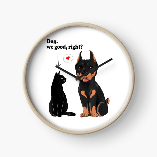Cat Humor Cat Slaps Dog Funny Dog And Cat Lovers Clock