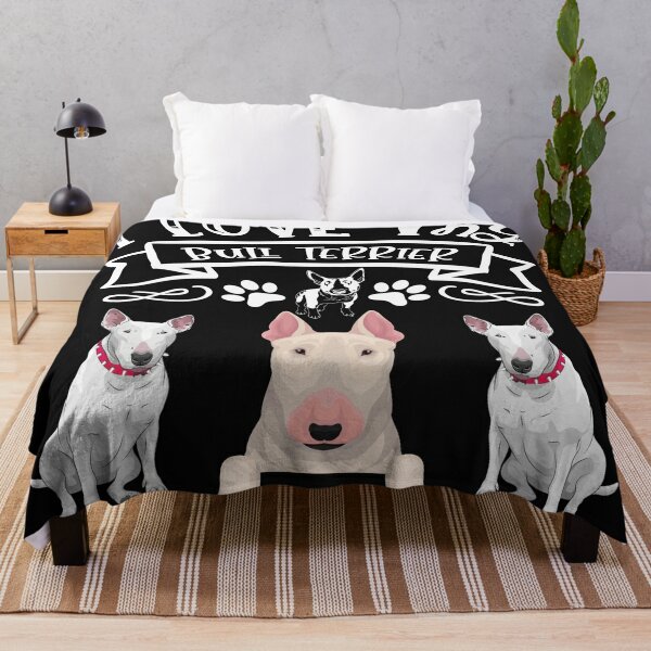 l love dogs, bull terrier Throw Blanket