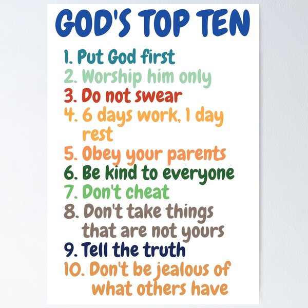 Item preview, Ten Commandments for Kids God's Top Ten designed and sold by MimsTees.