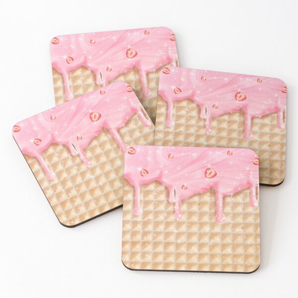 Item preview, Strawberry Pink Ice Cream and Waffle Sweet Yummy Pattern designed and sold by Jolly-Yosei.