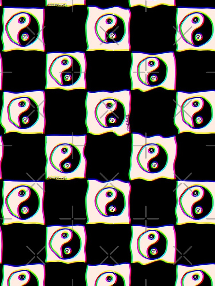 Thumbnail 4 of 4, iPhone Case, Smiley Yin Yang Checkered Print designed and sold by doodlebymeg.