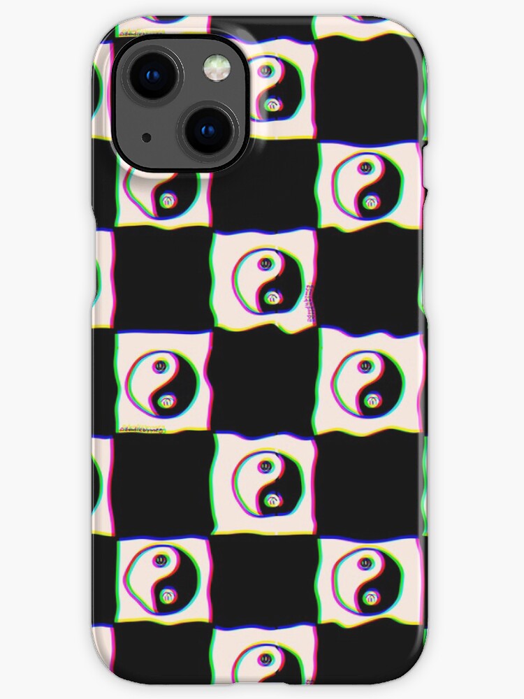 Thumbnail 1 of 4, iPhone Case, Smiley Yin Yang Checkered Print designed and sold by doodlebymeg.