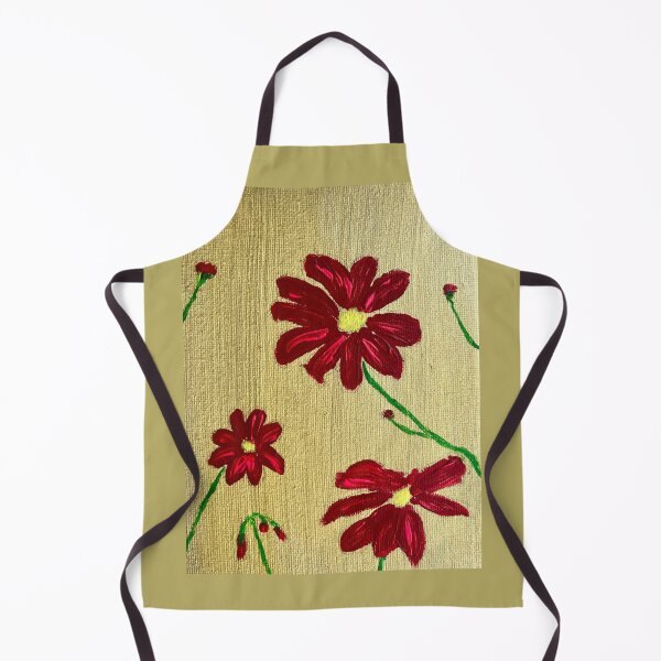 Item preview, Red flowers on gold designed and sold by Ruth Breen Artwork .