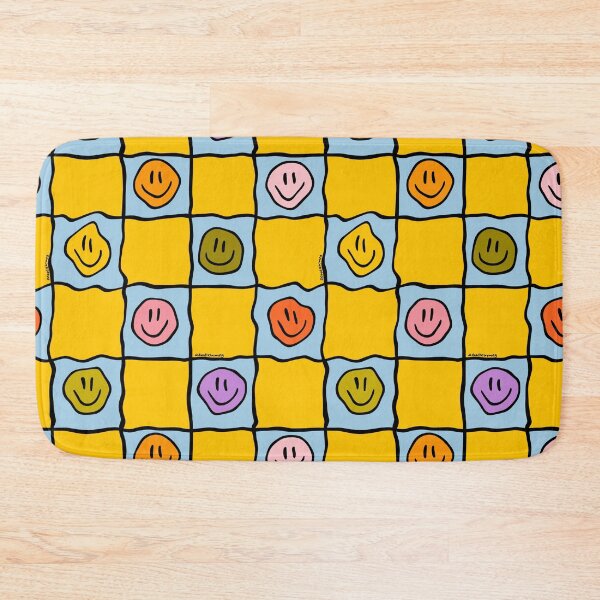 Item preview, Yellow Smiley Checkered Print designed and sold by doodlebymeg.