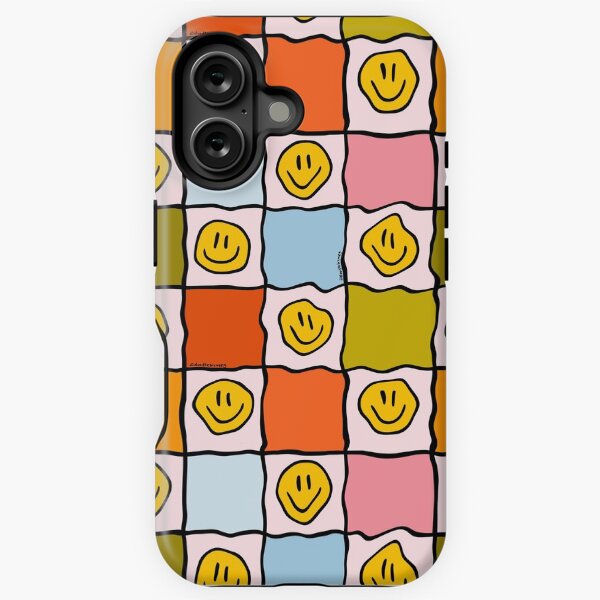 Vista previa del artículo con la obra «Estampado a cuadros Rainbow Smiley», diseñado y vendido por doodlebymeg.