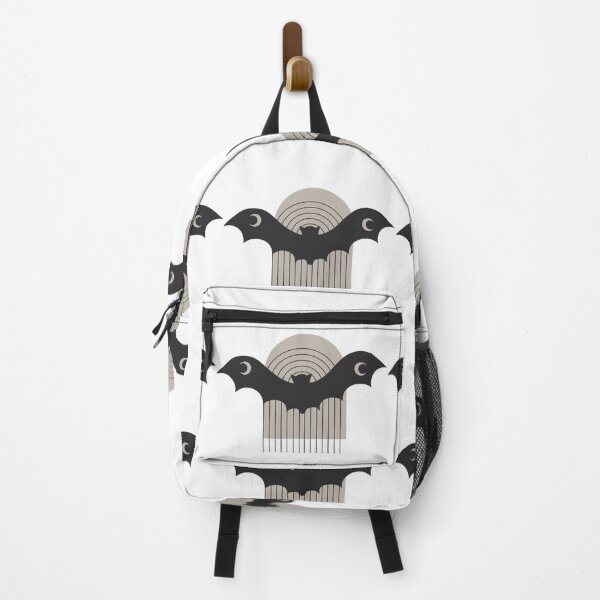 Item preview, Watercolor Black Bat Crescent Moon Wings Flies across a Taupe Boho Arch designed and sold by Monica Laipple.