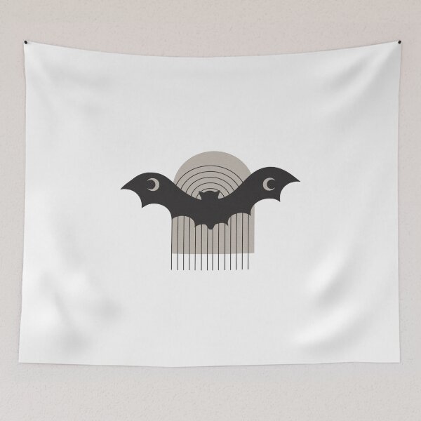 Item preview, Watercolor Black Bat Crescent Moon Wings Flies across a Taupe Boho Arch designed and sold by Monica Laipple.