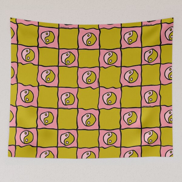 Item preview, Green Ying Yang Checkered Print designed and sold by doodlebymeg.