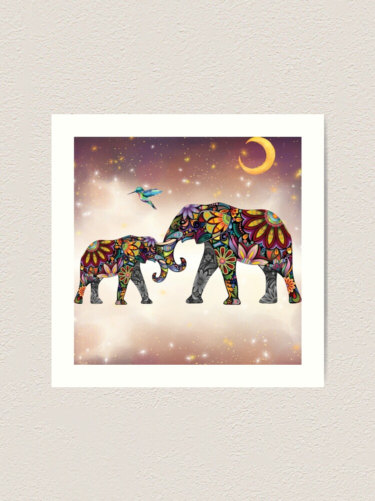 Elephant mandala print wall art