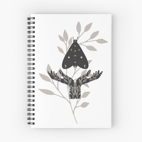 Item preview, Watercolor Black Moth Crescent Moon Wings Held by Cupped Silhouette Hands With Wildflower Tattoos Flies across watercolor wildflowers designed and sold by Monica Laipple.