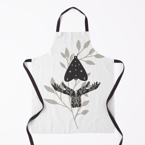 Item preview, Watercolor Black Moth Crescent Moon Wings Held by Cupped Silhouette Hands With Wildflower Tattoos Flies across watercolor wildflowers designed and sold by Monica Laipple.