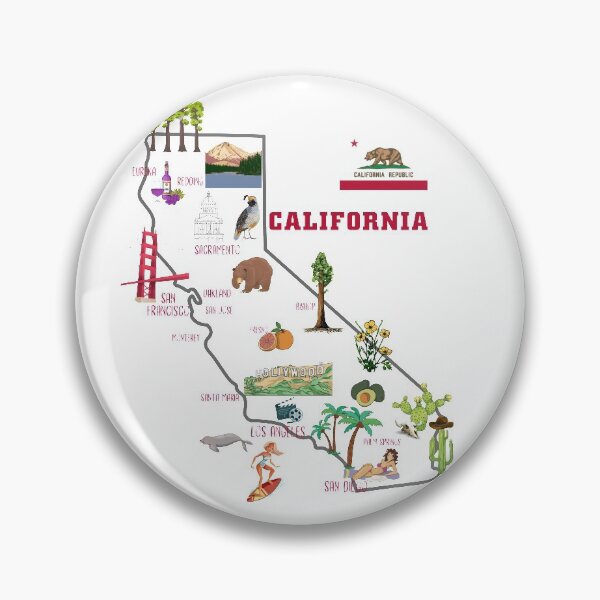 Item preview, california tourist map with landmarks and famous symbols, USA, United states designed and sold by mashmosh.