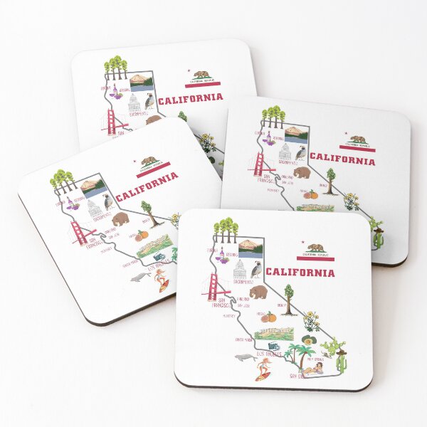Item preview, california tourist map with landmarks and famous symbols, USA, United states designed and sold by mashmosh.