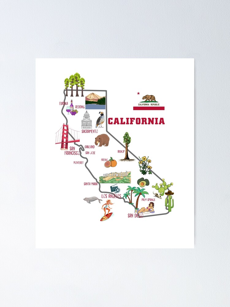 Hollywood T-Shirt Calfornia State Map Ca Shirt Gift