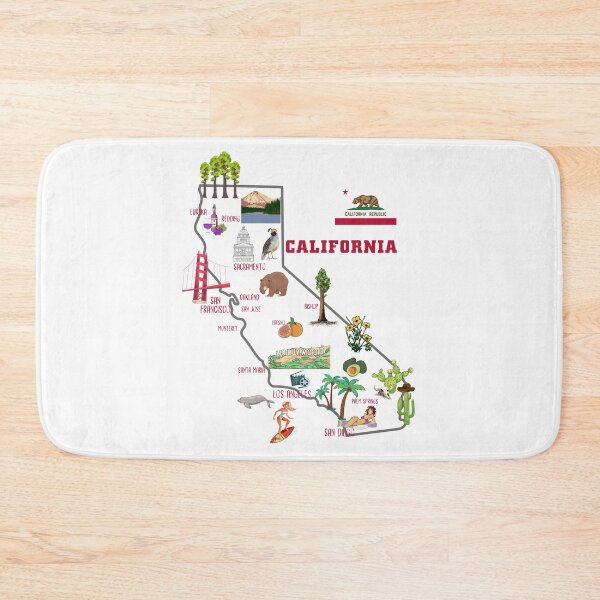 Item preview, california tourist map with landmarks and famous symbols, USA, United states designed and sold by mashmosh.