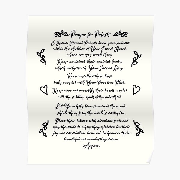 "St. Therese Prayer for Priests, Catholic Inspirational Gift" Poster