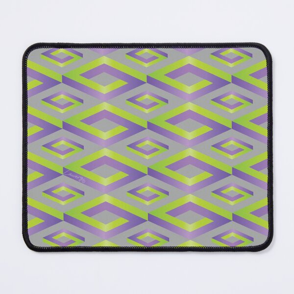 Item preview, PENROSE CUBE V1 Loop Pattern - GREEN and PURPLE on GRAY Background (v1 GREENPURPLE on BLACK) © designed and sold by DesignsByLawerg.