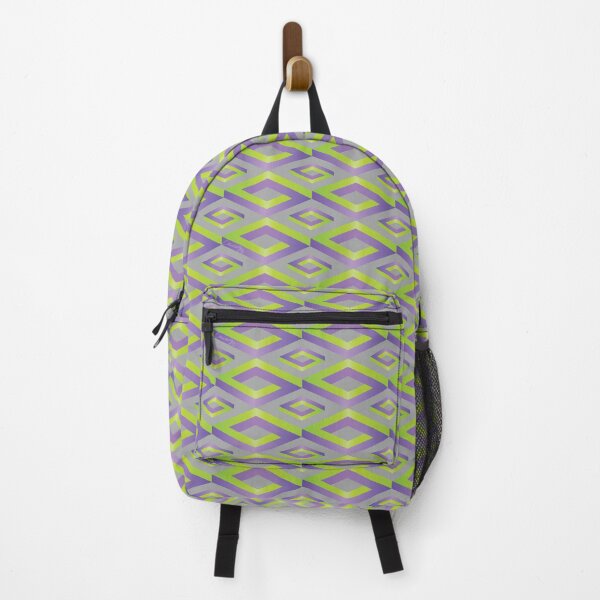 Item preview, PENROSE CUBE V1 Loop Pattern - GREEN and PURPLE on GRAY Background (v1 GREENPURPLE on BLACK) © designed and sold by DesignsByLawerg.