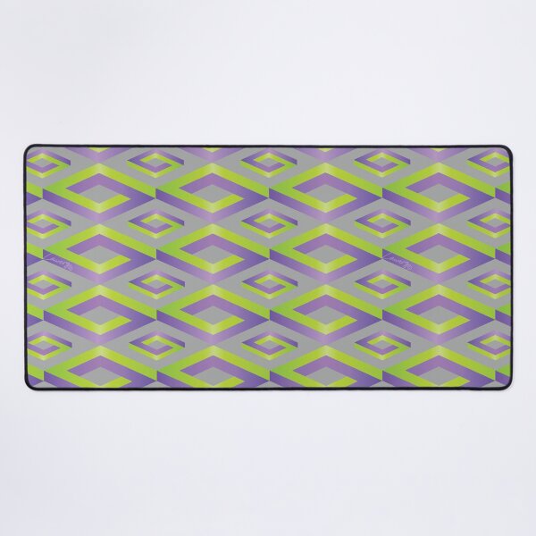 Item preview, PENROSE CUBE V1 Loop Pattern - GREEN and PURPLE on GRAY Background (v1 GREENPURPLE on BLACK) © designed and sold by DesignsByLawerg.