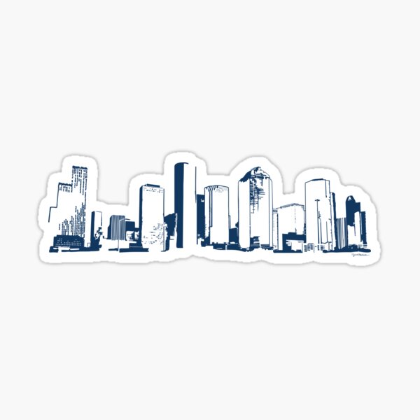 Houston, Texas Skyline, Navy - Line Art Sticker