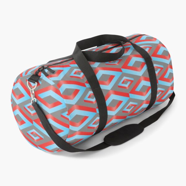 Item preview, PENROSE CUBE V1 Loop Pattern - RED and LIGHT BLUE on GRAY Background (v1 REDLIGHTBLUE on GRAY) © designed and sold by DesignsByLawerg.